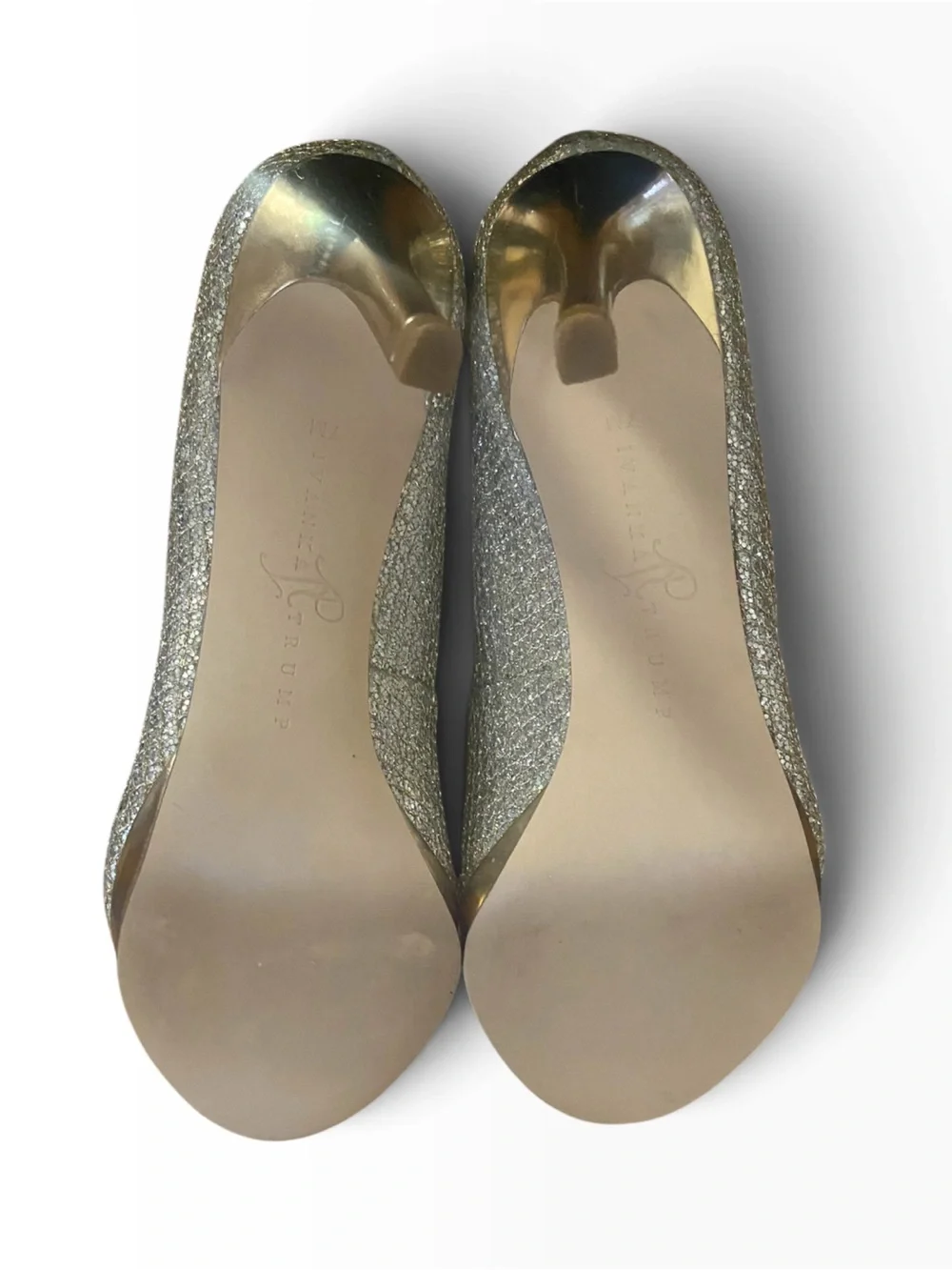 Ivanka Trump Sophia Silver Glitter Gold Pump Platform SZ 7